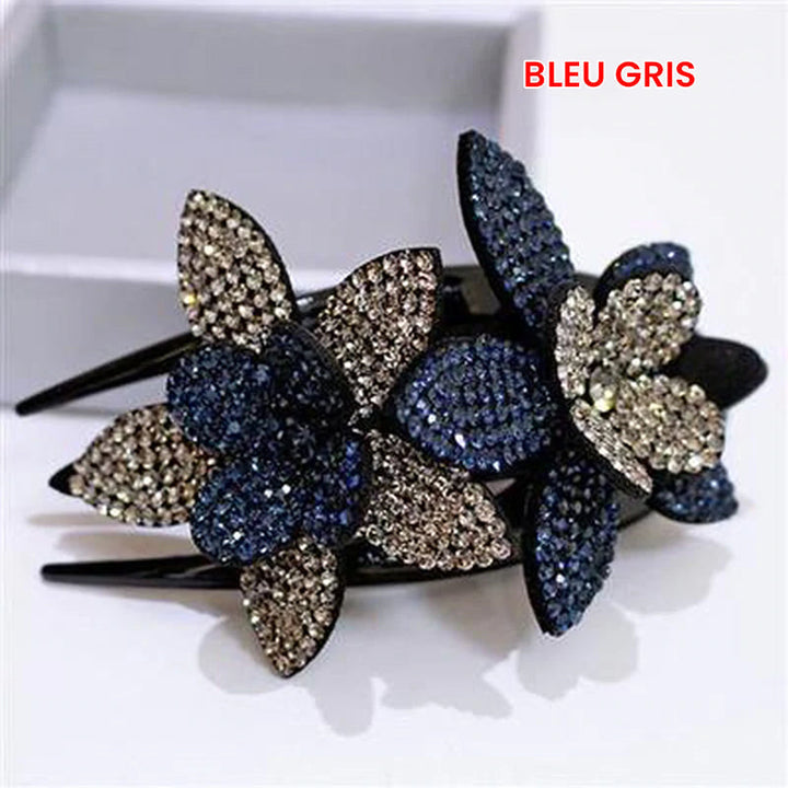 Double Flower Rhinestone Hair Pin | Skanto