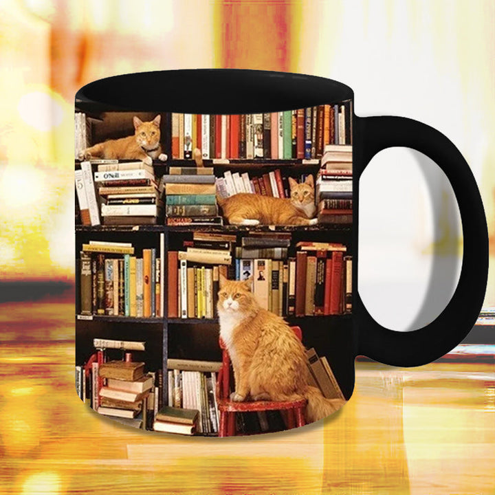 Bokhylle Keramisk Kaffe Kopp - Gave for Katt Bok Elsker | Skanto