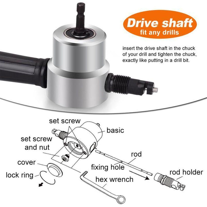 Skanto | Nibbler Cutter Drill Attachment Dobbel Hode Metallplate