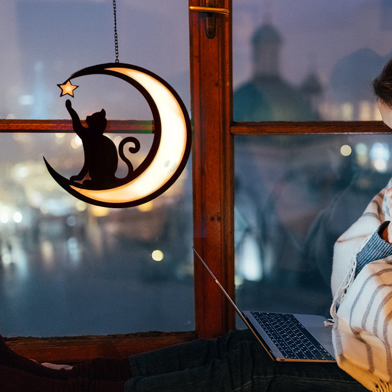 Skanto | Moon Cat Dekorasjon Anheng laget av Akryl