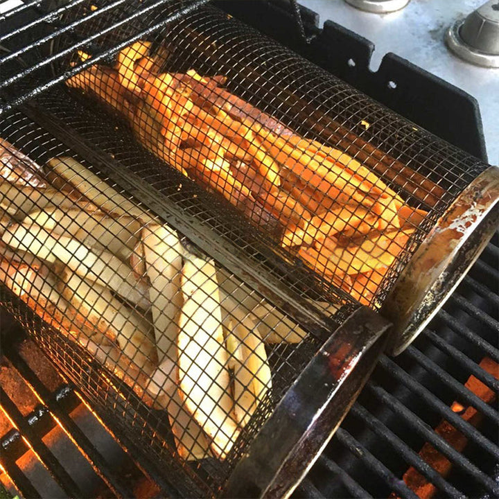Rustfritt Stål Rullende BBQ Grillkurv | Skanto