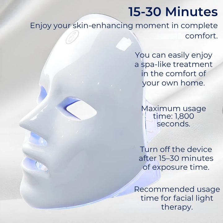 GlowSkin Pro LED Lysbehandling Maske | Stimulerer Kollagen - Reduserer Rynker - Forbedrer Hudtexture - Beroliger Rødhet Skanto