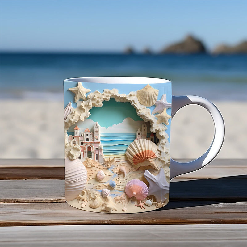 3D Ocean Beach Break Through Theme Kaffeekopp | Skanto