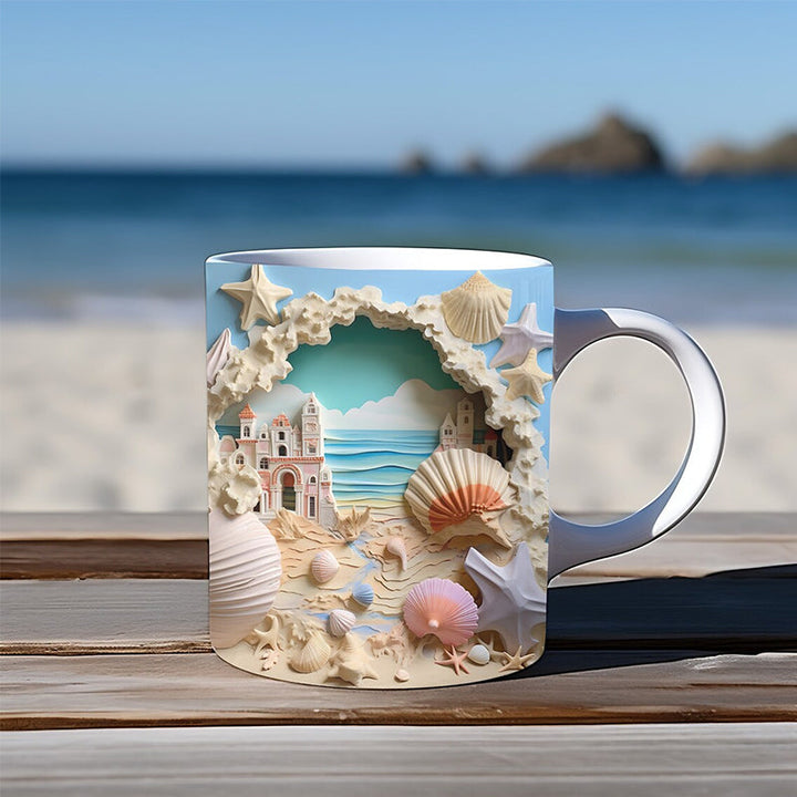 3D Ocean Beach Break Through Theme Kaffeekopp | Skanto