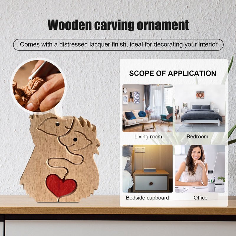 Skanto | Søtt dyrefamilie ornament, tre puslespill figur - 🎁Kjærlighetsgave