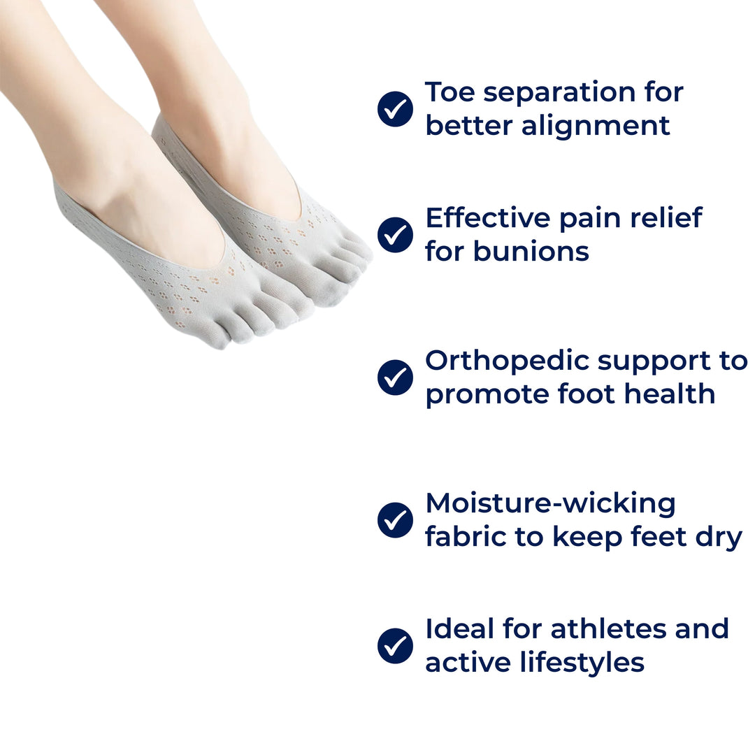 ToeAlign | Ortopediske Tå Sokker – Tå Separasjon, Fukttransporterende & Lindring for Hallux Valgus, Hammerfott & Idrettsfot Skanto