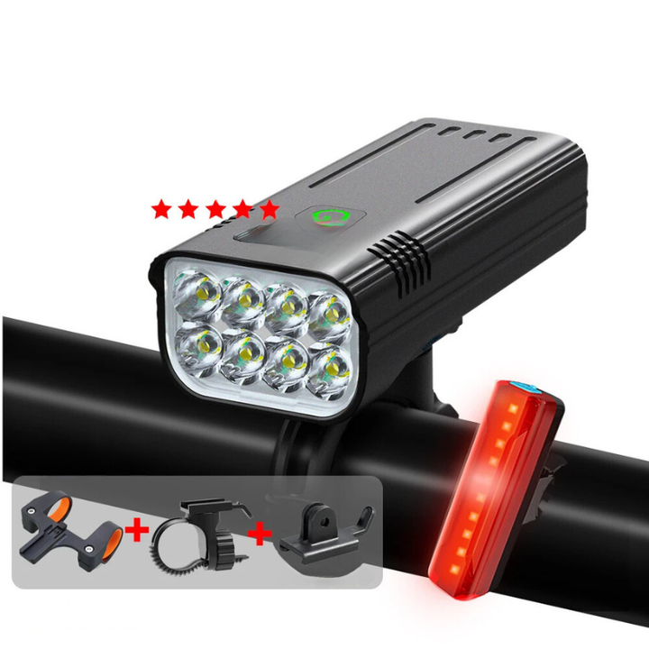 Skanto | 5000 lumen USB oppladbart sykkellys med fester