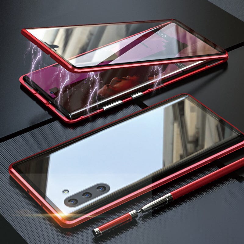 Skanto | Magnetisk herdet glass dobbeltstående telefonveske for Samsung