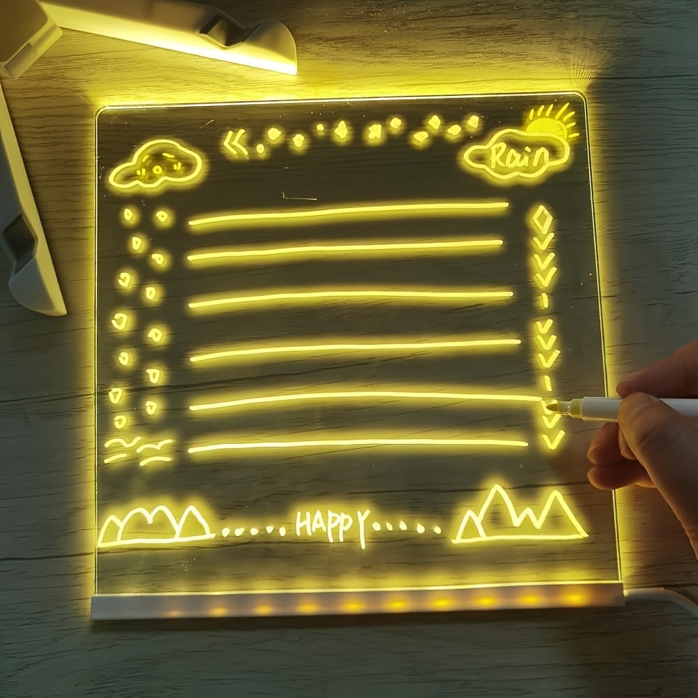 Skanto | USB LED Notatbrett med 12 Fargede Penner - Lys Meldingsbrett for Kontor & Hjem