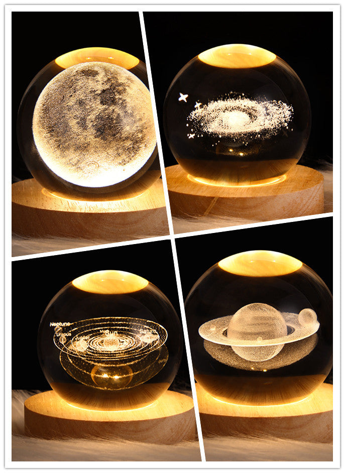 3D Galaxy Crystal Ball LED Nattlys | Skanto
