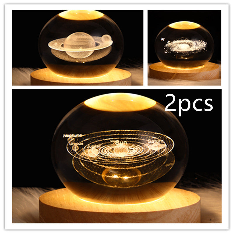 3D Galaxy Crystal Ball LED Nattlys | Skanto