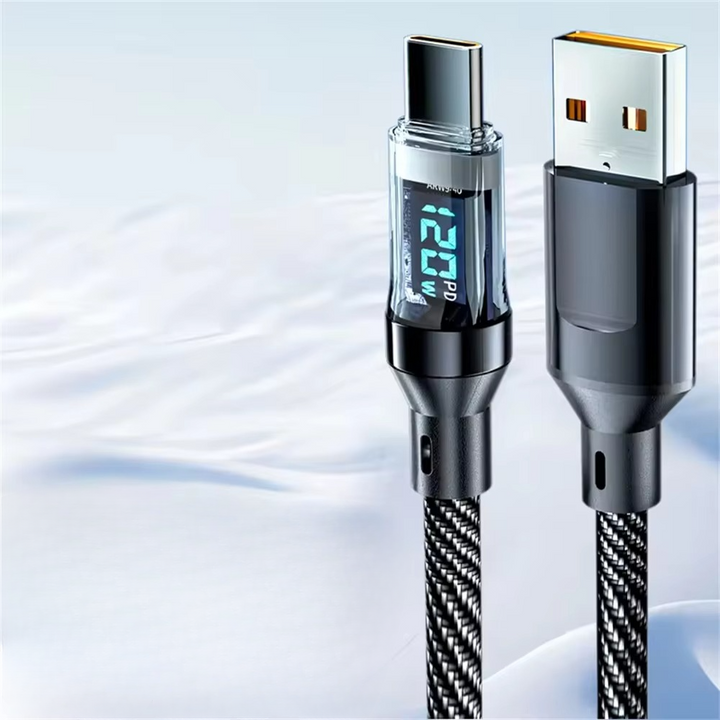 SuperCharge 120W Typ-C Schnellladekabel med LED-blå