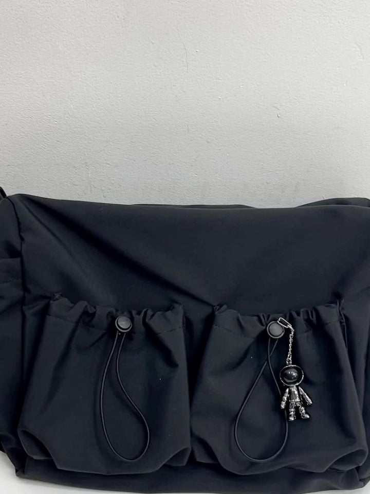 Skanto | UrbanLiner Nylon Messengerbag – Svart skulderveske med glidelås for daglig bruk