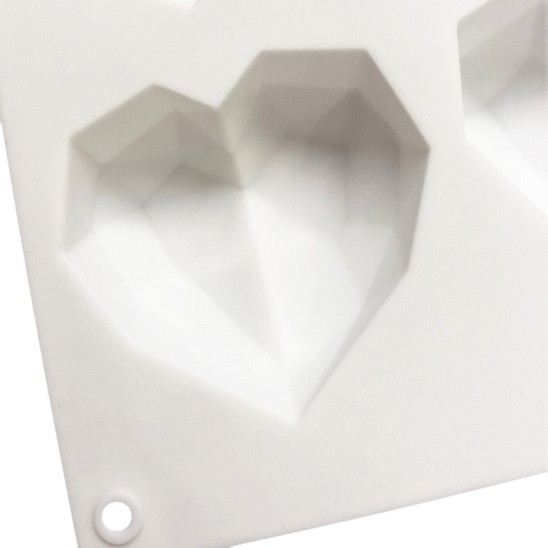 8 Hulls Diamant Hjerte Silikon Kakeformer Hjerteformede Former | Skanto
