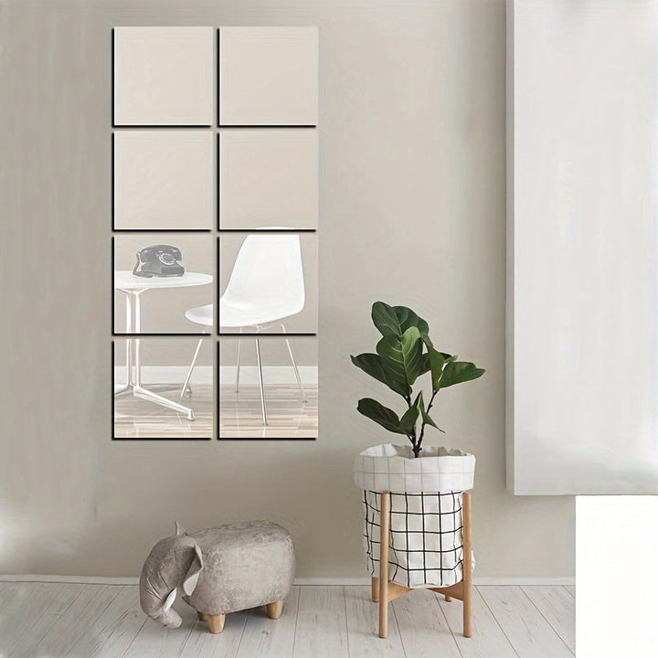 Skanto | EleganceTiles - 8 stilfulle selvklebende speiltakk for hjemmeinnredning