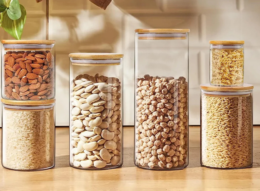 PureVorrat Glass Container Set – Oppbevaringskrukker med Trellokk | Tett og Stilfull | Moderne Kjøkkenoppbevaring | Skanto