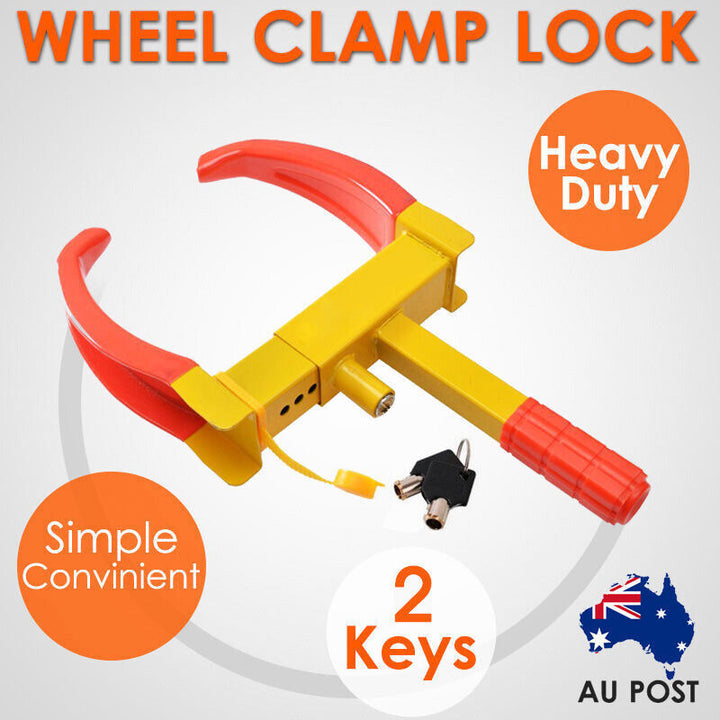 Skanto | Plikt Hjulklampe Lås Kjøretøy Caravan Bil Sikkerhet Tyveribeskyttelse m/ 2 nøkler