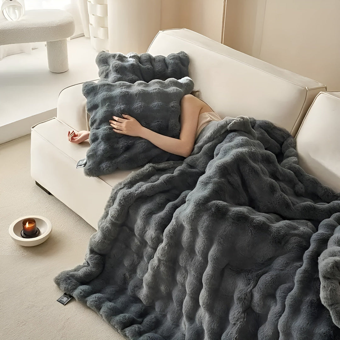 Fleece og fleece-lue – Ekstra myk og varm | Perfekt for sofa og soverom