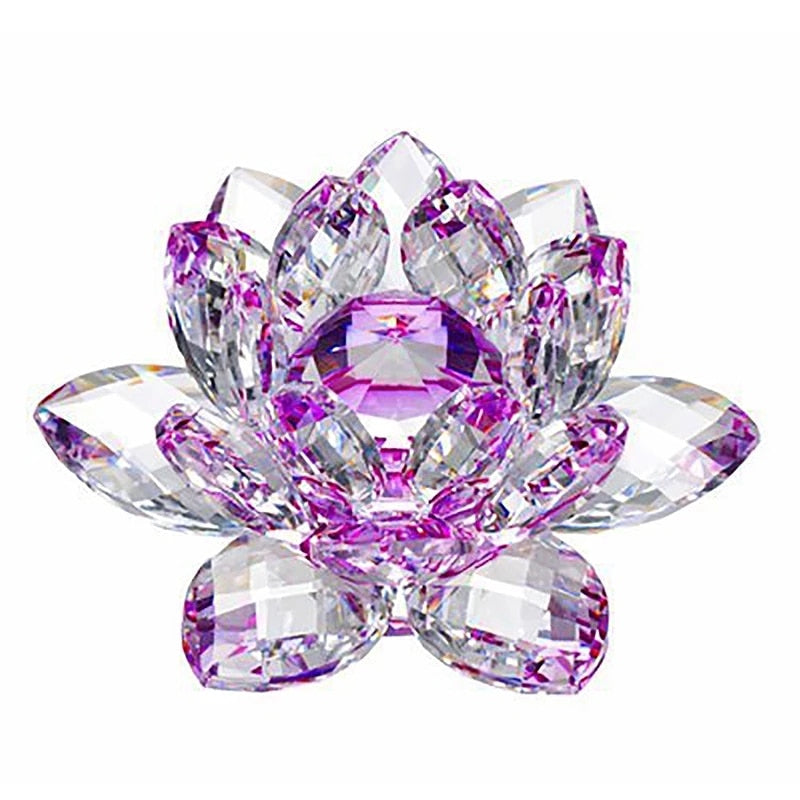 Skanto | 80Mm Kvarts Krystaller Lotusblomst Håndverk Glass Fengshui Ornamenter Helbredende Krystaller Hjem Fest Wicca Dekorasjon Yoga Gaver Suvenir