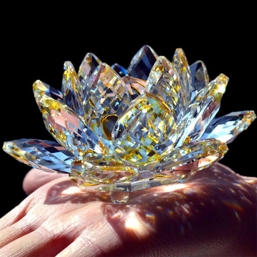Skanto | 80Mm Kvarts Krystaller Lotusblomst Håndverk Glass Fengshui Ornamenter Helbredende Krystaller Hjem Fest Wicca Dekorasjon Yoga Gaver Suvenir