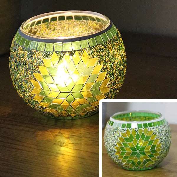 Skanto | Mosaikkglass lysestake for hjemmedekor