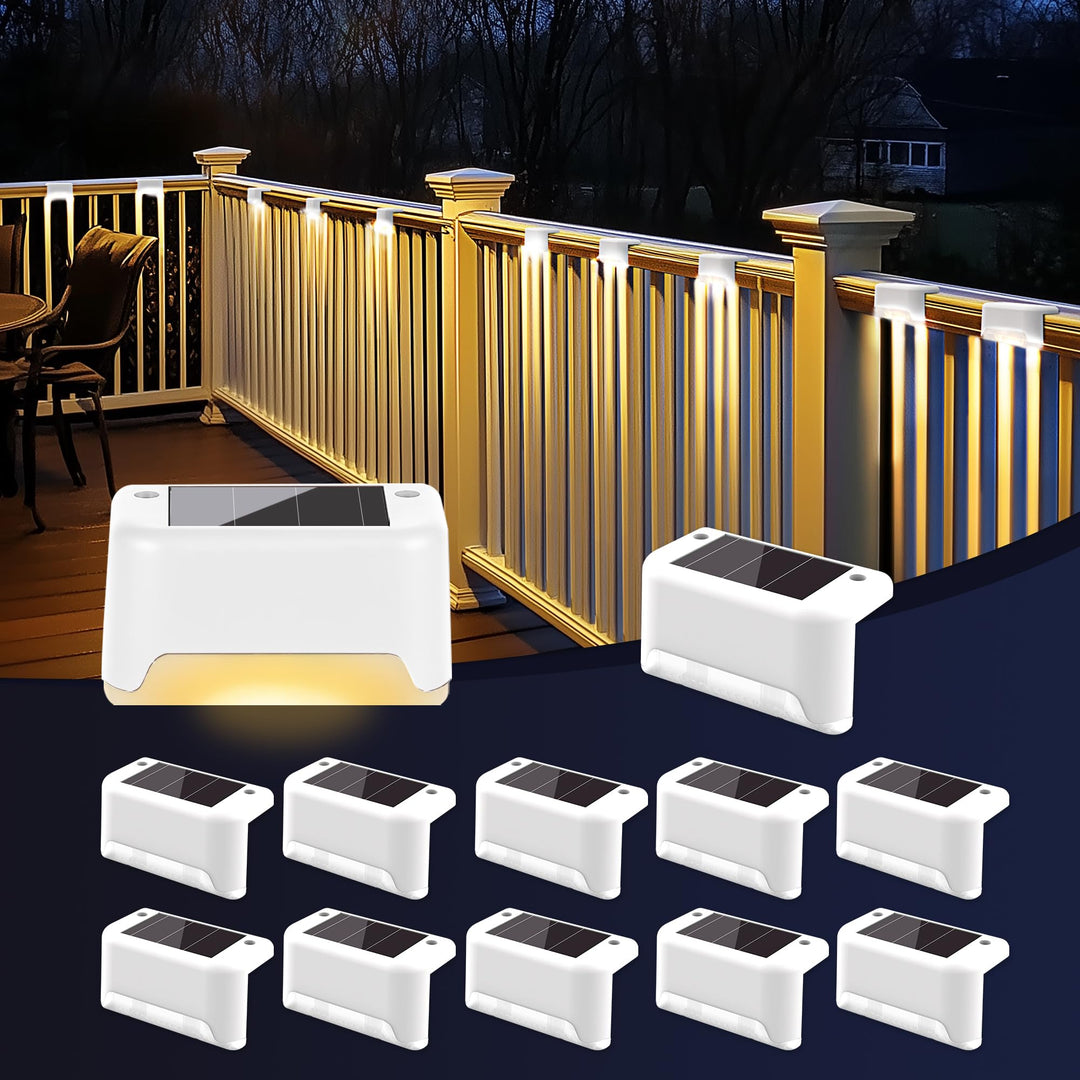 Skanto | Patiowin Solcelle Hekklys Utendørs, Solcelle Trinnlys Vanntett Led Lys For Utendørs Deck, Trappert, Hekk, Patio, Hage, Veranda Og