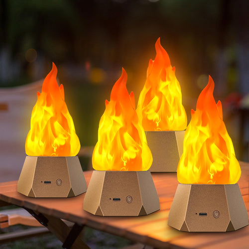 Skanto | Ollcuz Nattlys, Multi-Purpose Falsk Ildlampe, Usb Oppladbar Flammende Flamme, 3-Modus Led Flamme Lys For Barn