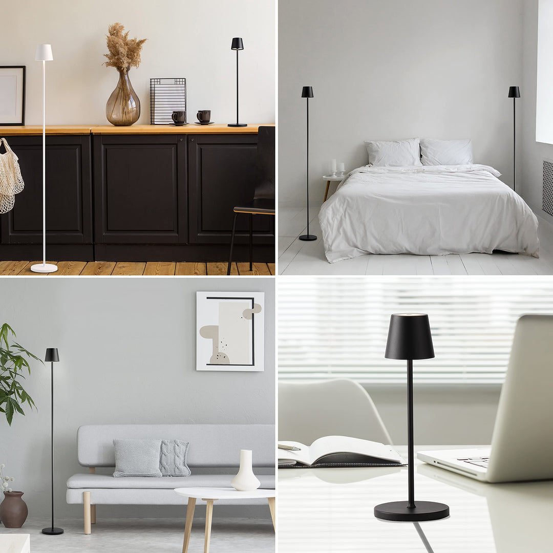 Skanto | O'Bright Trådløs LED Gulvlampe - Oppladbar, Vannavstøtende, Dimmbar, Justerbar Høyde, Svart