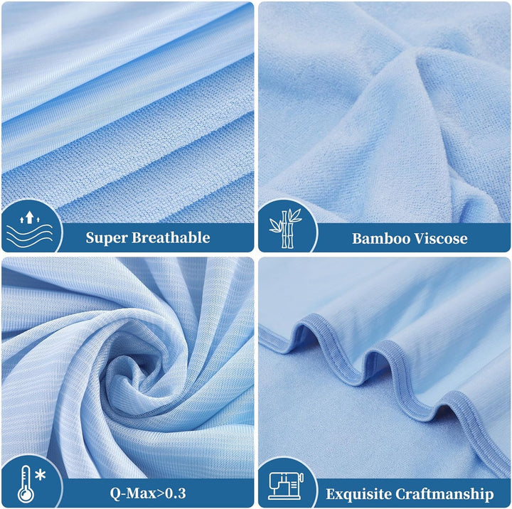 Cool Fiber Q-Max 0.4 Dobbeltsidig Is Silke Kjøleteppe – Lake Blue | Skanto