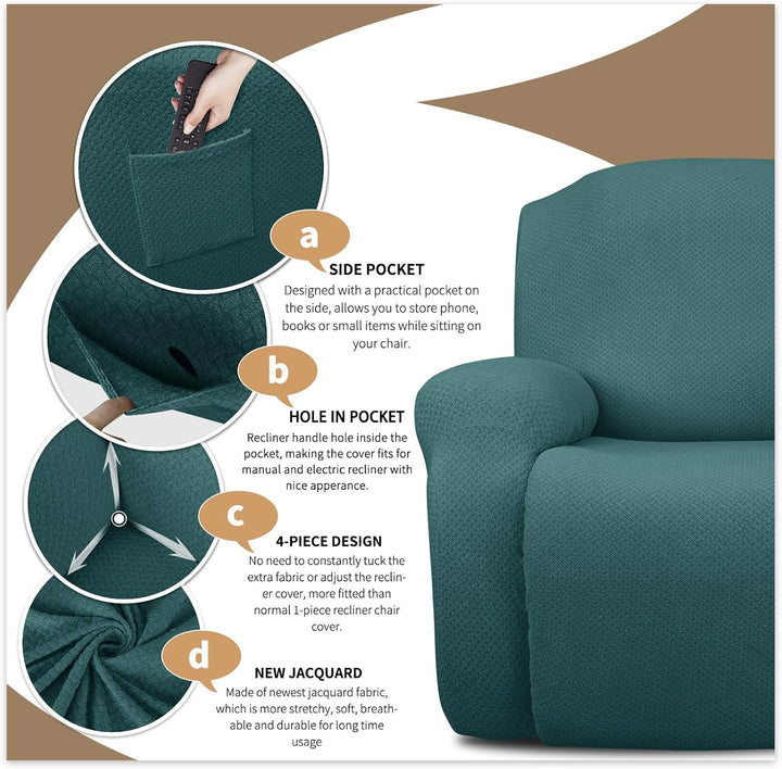 Frendorf | Stretch Recliner Chair Covers 4-Piece Set – CoverMate