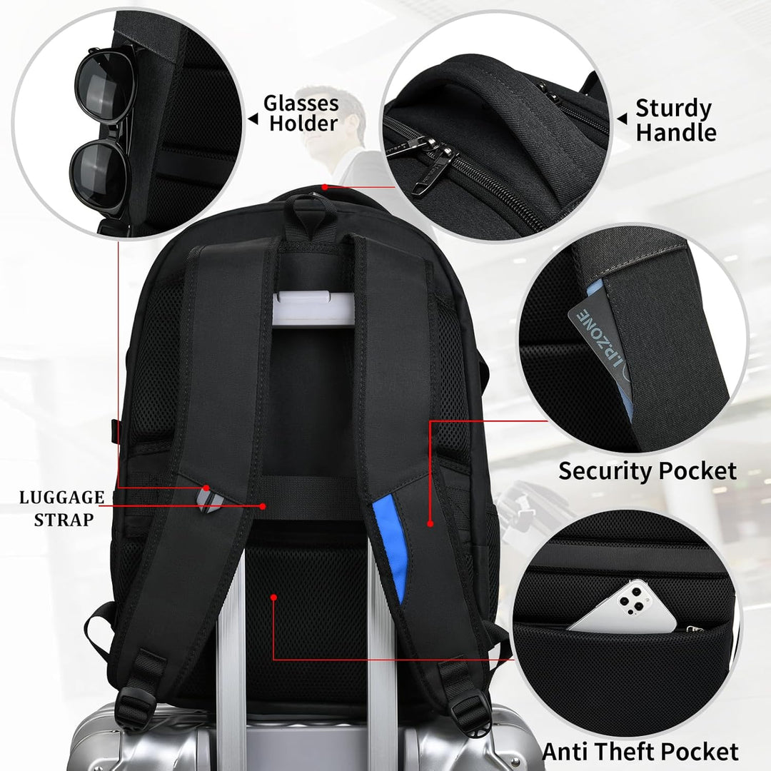 Vanntett reise laptop ryggsekk med USB-port og organisert lagring | Skanto