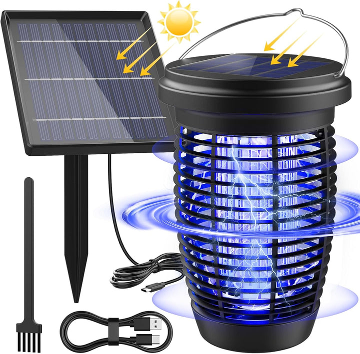 Skanto | Solar Bug Zapper 2-i-1 Myggdreper Lampe – 4500V Innendørs & Utendørs Fluefelle