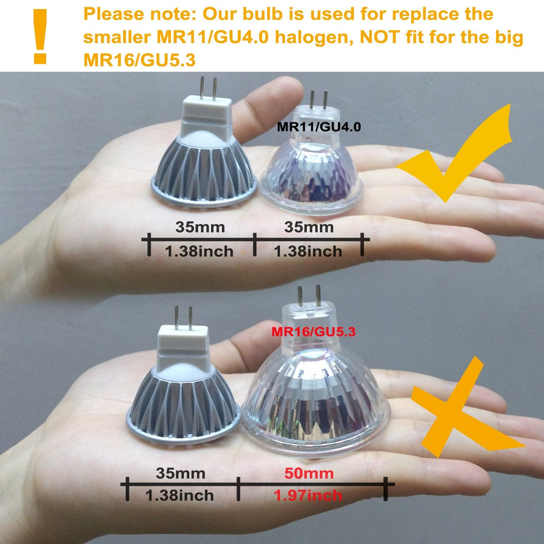 Skanto | Alide Mr11 Gu4 Led Lyspærer 3000K Varm Hvit 3W, 6 Pakke Lav Volt Spotlights For Utendørs