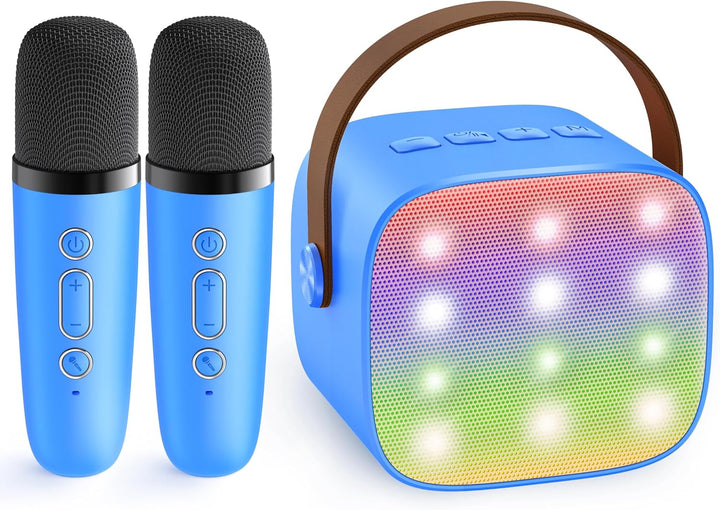 Skanto | Bærbar Mini Karaoke-maskin med Bluetooth-høyttaler og 2 trådløse mikrofoner – Veylo