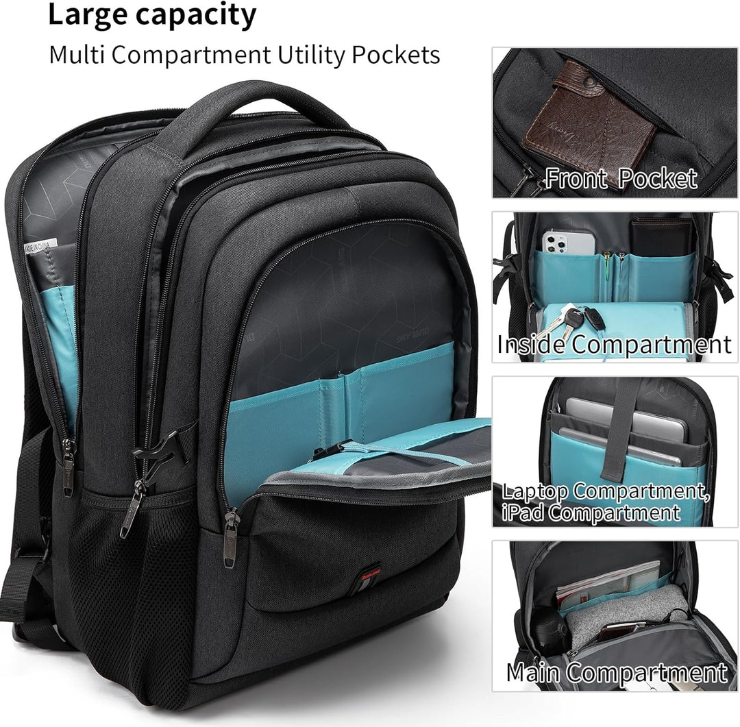 Vanntett reise laptop ryggsekk med USB-port og organisert lagring | Skanto