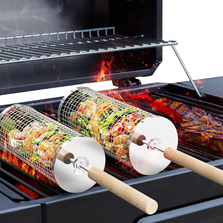 Skanto | Premium Grill Baskets | Rustfritt Stål BBQ Verktøy for Utendørs Matlaging