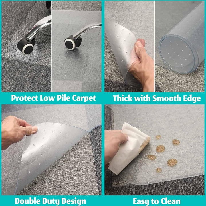 Frendorf | Klar PVC Kontorstolpledd for Lav-Pile Teppegulv – 120×90 cm Beskytter – Myrida