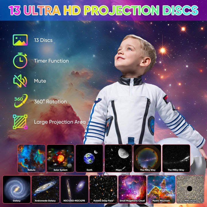 Skanto | Galaxy Projektor med 360° Rotasjon - Fantastisk Rom-Bred Natthimmel Utsikt