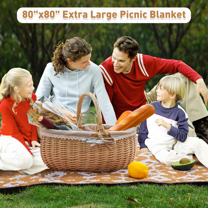 Skanto | Ekstra stor vanntett piknikteppe 200 × 200 cm med 3 lag – MeadowRest