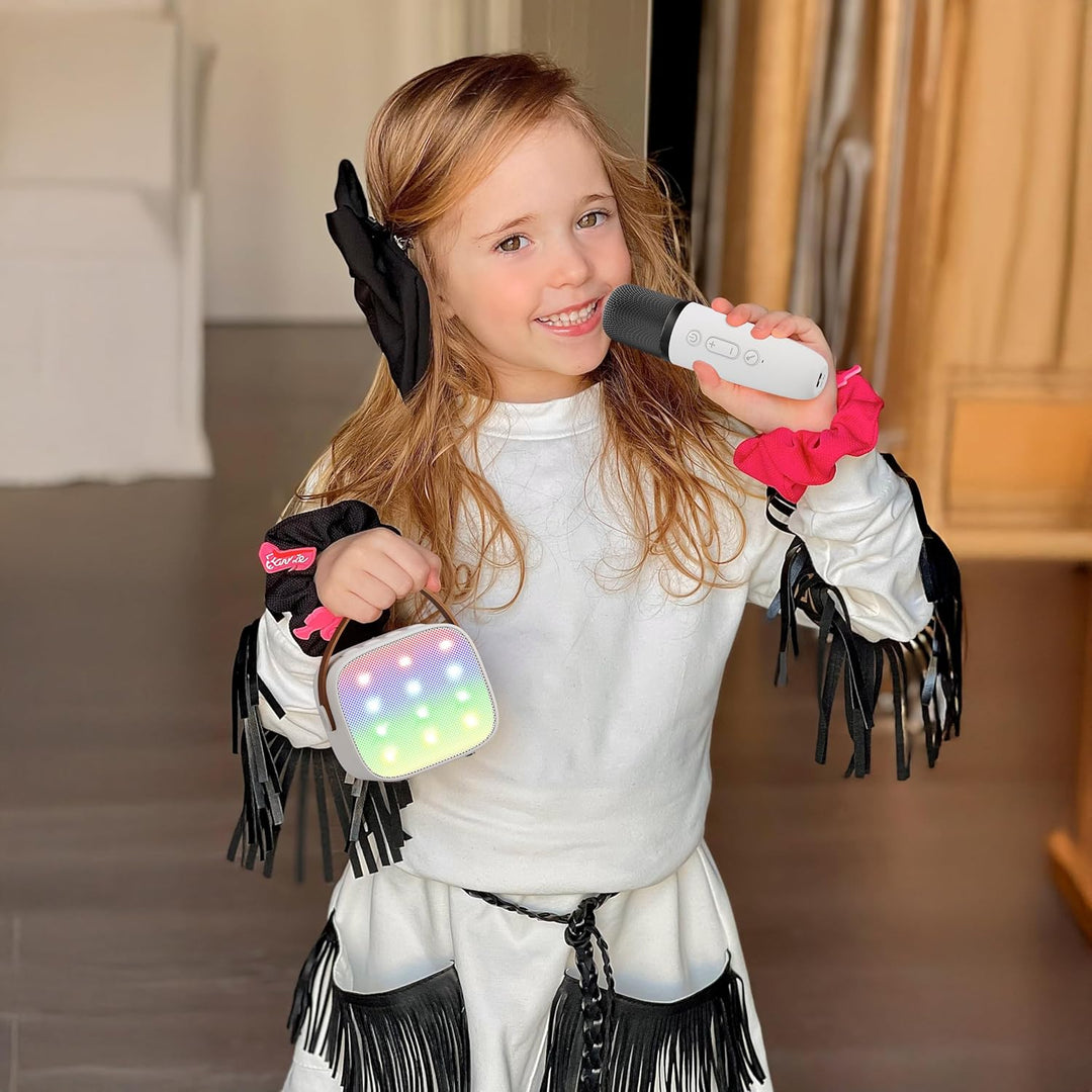 Skanto | Bærbar Mini Karaoke-maskin med Bluetooth-høyttaler og 2 trådløse mikrofoner – Veylo