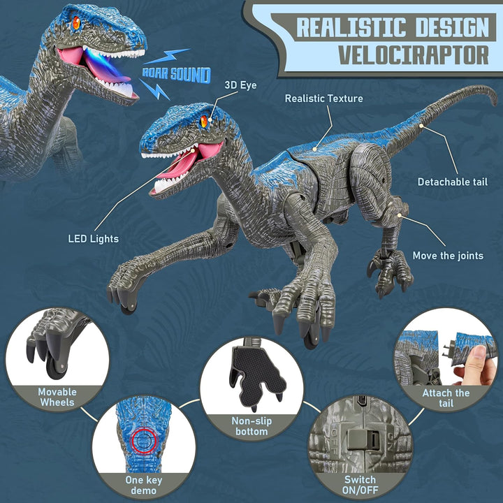 RaptorMove – Ferngesteuertes Dinosaurier-Spielzeug med lyd, LED og realistischen Bewegungen
