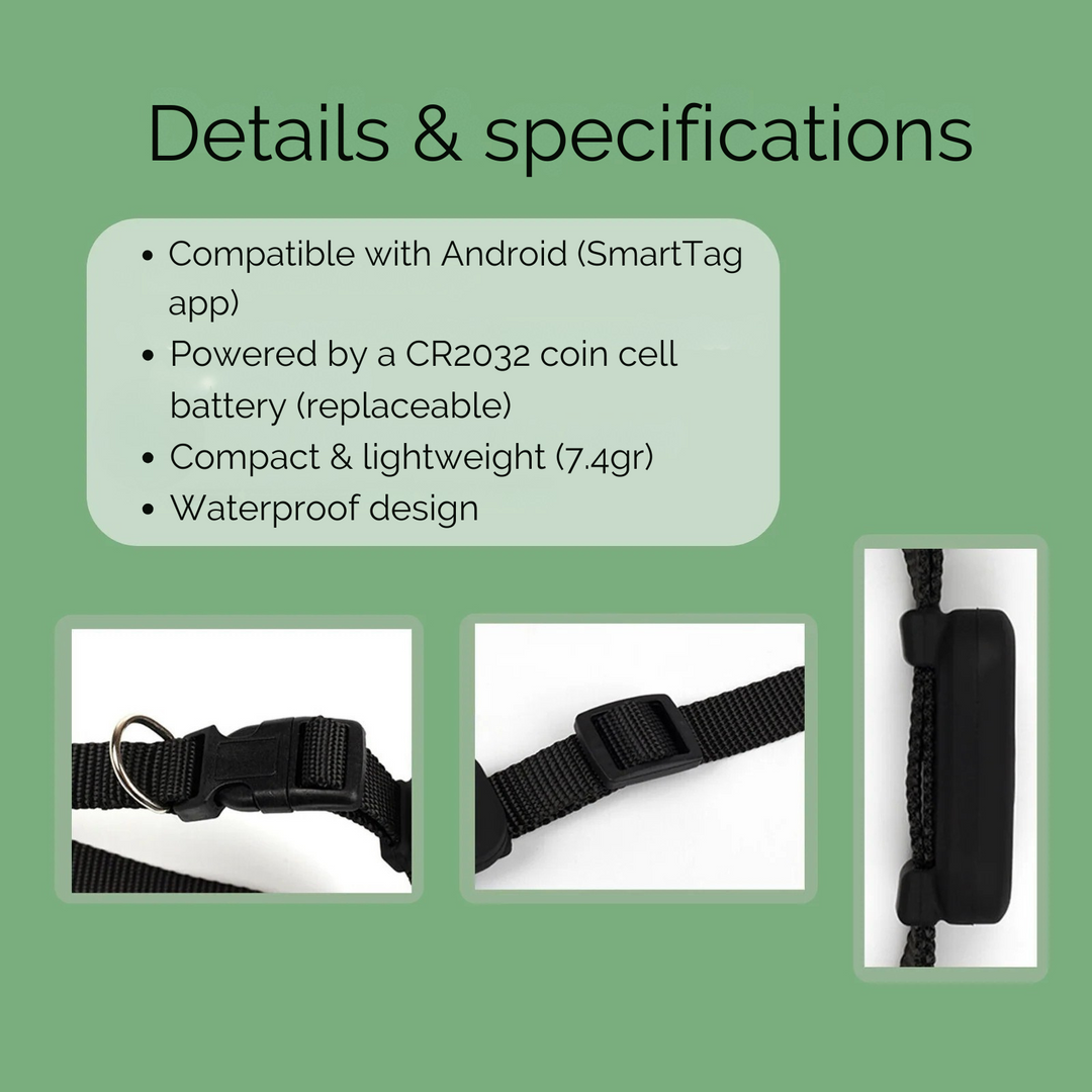 Skanto | AnimalTracker Mini – Smart hunde- og katte Bluetooth halsbånd tracker