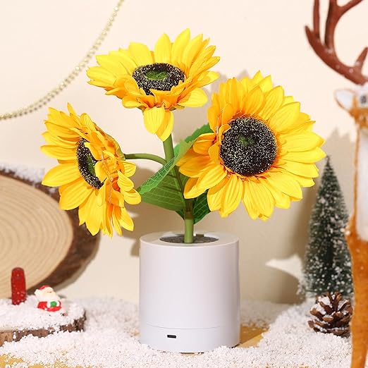 Skanto | LED Solsikke Bordlampe - Dekorativ Belysningsinnretning for Hjemmedekorasjon & Nattbordbruk