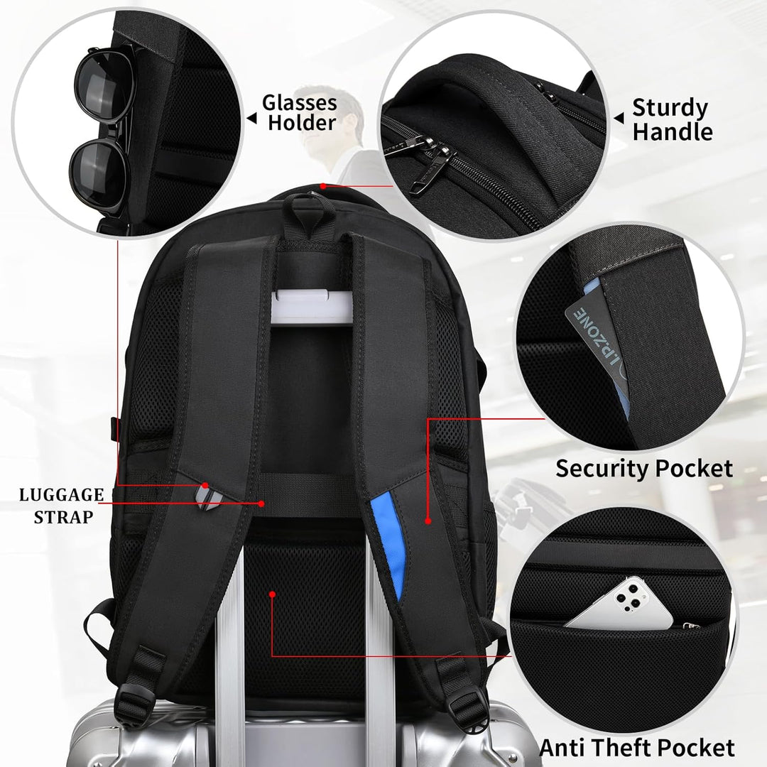 Vanntett reise laptop ryggsekk med USB-port og organisert lagring | Skanto
