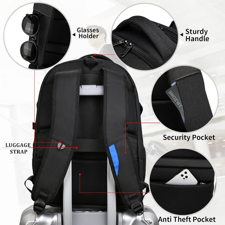 Vanntett reise laptop ryggsekk med USB-port og organisert lagring | Skanto