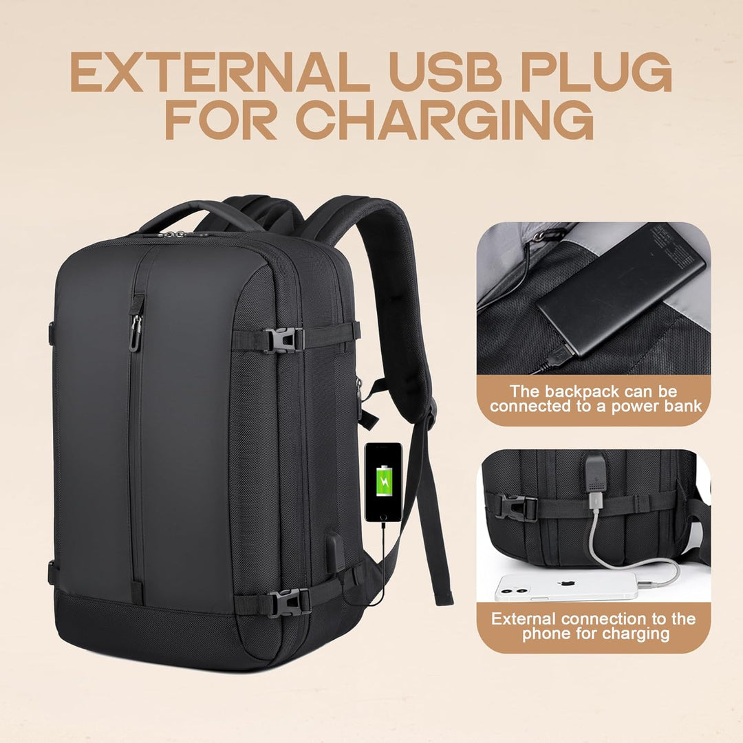 40L Utvidbar Vanntett Reiseryggsekk med USB-port og 17” Laptop-futteral – AirVoyage | Skanto