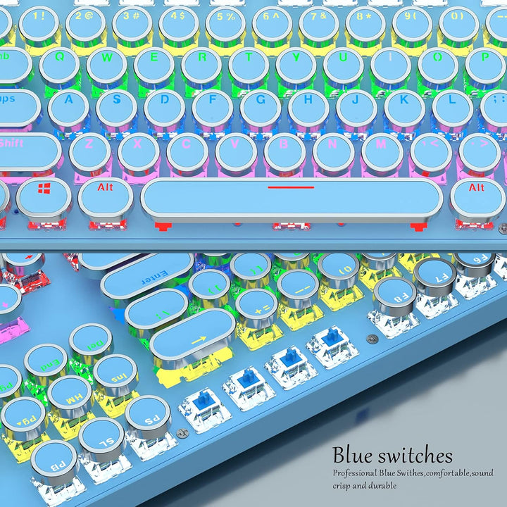 Mechanische Gaming-Tastatur med 87 Tasten, RGB-Hintergrundbeleuchtung og blauen Schaltern