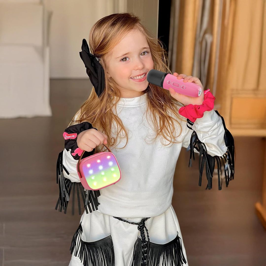 Skanto | Bærbar Mini Karaoke-maskin med Bluetooth-høyttaler og 2 trådløse mikrofoner – Veylo