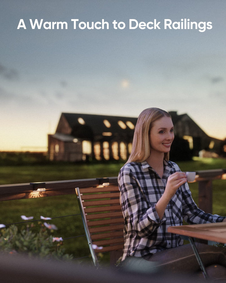 Skanto | 16 Pakke Solcelle Deck Lys - Vanntett Led Gjerde Lys For Hage, Terrasse, Trapp, Svart