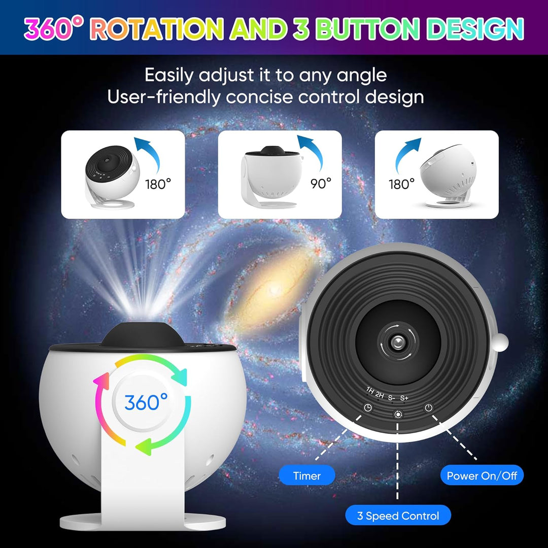 Skanto | Galaxy Projektor med 360° Rotasjon - Fantastisk Rom-Bred Natthimmel Utsikt